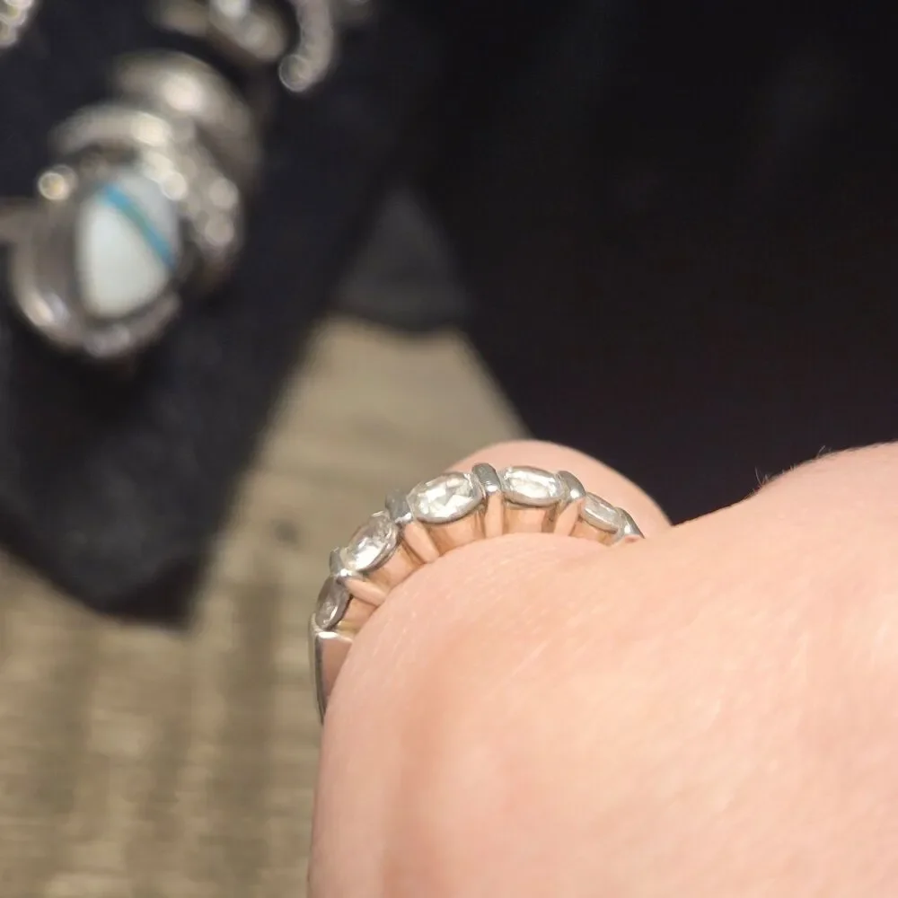 Cubic Zirconia vintage sterling silver ring sz 7.5